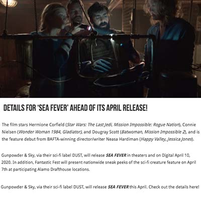 Details for ‘Sea Fever’ Ahead of its April Release!